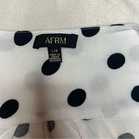 AFRM White and Black Puff Sleeve Fitted Blouse Size Large - Picture 4 of 6